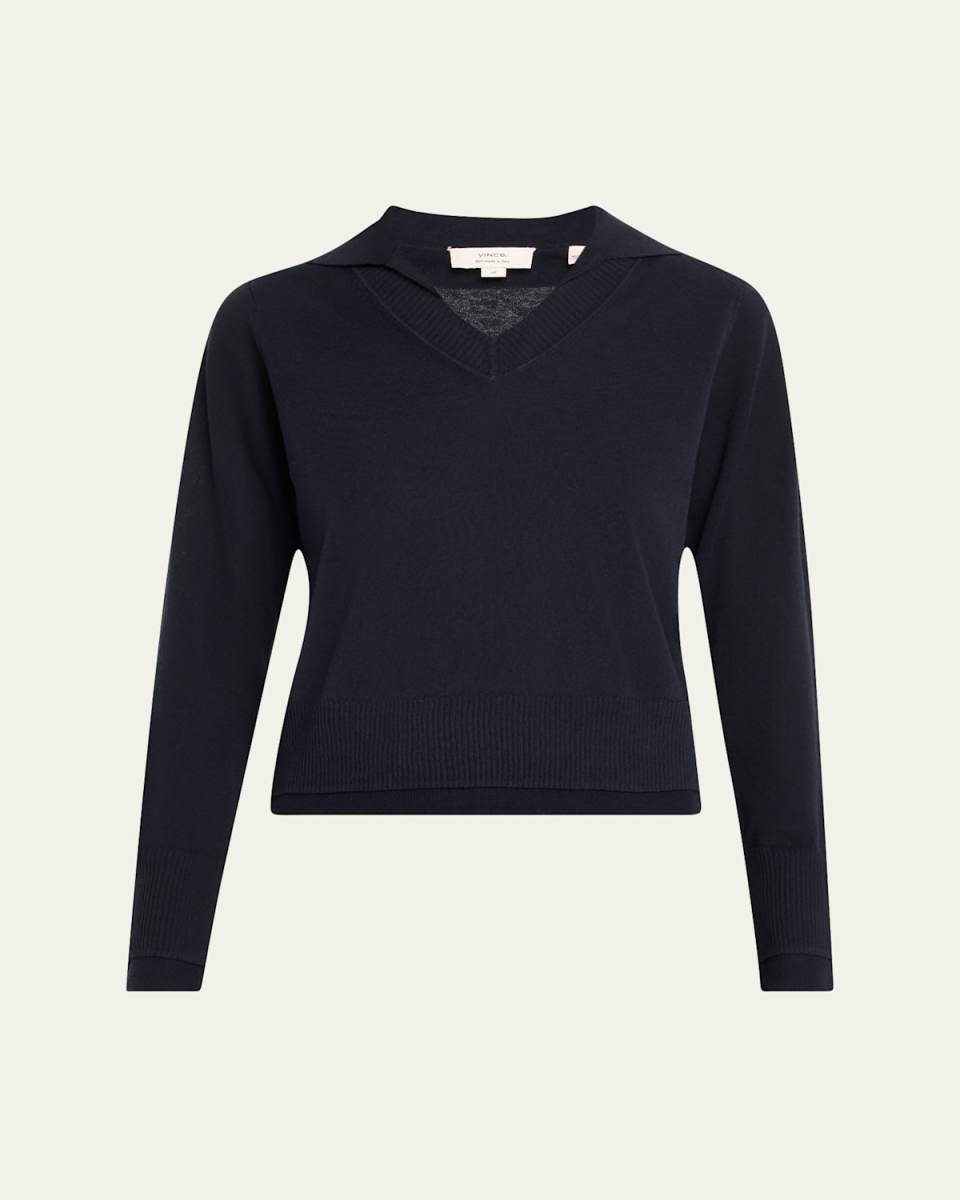 Fine Knit Layered Collared Sweat